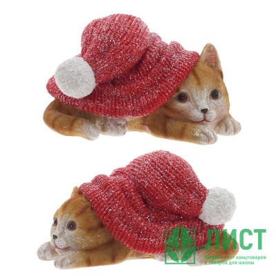 Статуэтка декоративная &quot;Котёнок в шапочке&quot; 07,5см 2 вида арт.825149 Статуэтка декоративная "Котёнок в шапочке" 07,5см 2 вида арт.825149