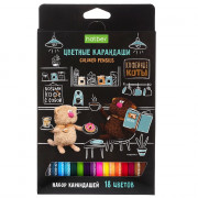 Карандаши цветные (Hatber) ECO Кофейные коты18 цветов заточенные арт.CS_091073