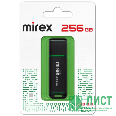 Флеш диск 256GB Mirex Spacer,USB 3.0,цв.черный Флеш диск 256GB Mirex Spacer,USB 3.0,цв.черный
