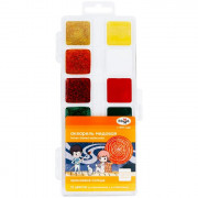 Акварельные краски 12 цвета (ГАММА) Оранжевое солнце пластиковая коробка без кисти 6 цветов с блестками+ 6 классических арт 291020207