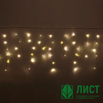 Гирлянда электрическая уличная занавес Бахрома 3*0,4/0,6м 100LED &quot;Мерцание&quot; цвет теплый белый (светлый провод) арт.183-218 Гирлянда электрическая уличная занавес Бахрома 3*0,4/0,6м 100LED "Мерцание" цвет теплый белый (светлый провод) арт.183-218