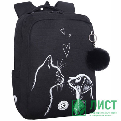 Рюкзак для девочек школьный (Grizzly) арт.RG-666-5/2 черный - белый 26х39х17 см Рюкзак для девочек школьный (Grizzly) арт.RG-666-5/2 черный - белый 26х39х17 см