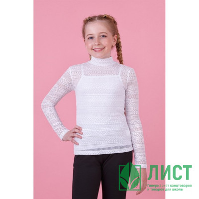Блузка для девочки трикотажная (Zironka) длинный рукав цвет белый арт.64-8024-1 размер 28/116 Блузка для девочки трикотажная (Zironka) длинный рукав цвет белый арт.64-8024-1 размер 28/116
