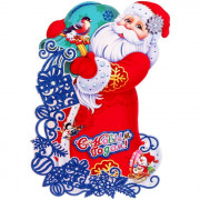 Украшение-панно "Дед Мороз со снегирем" 34см арт.203-226