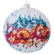 Шар стекло 08см "Дед Мороз и тройка" п/у арт.КУ-80-214126