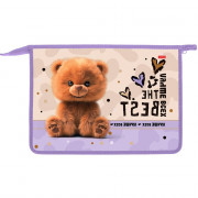 Папка школьная для тетрадей А4 на молнии 2 отделения (Hatber) Пушистый мишка арт.AMt_07068