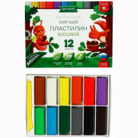 Пластилин восковой 12 цветов 180 грамм (GLOBUS) мягкий с экстрактом Алоэ Вера арт ПЛ12-01МВ