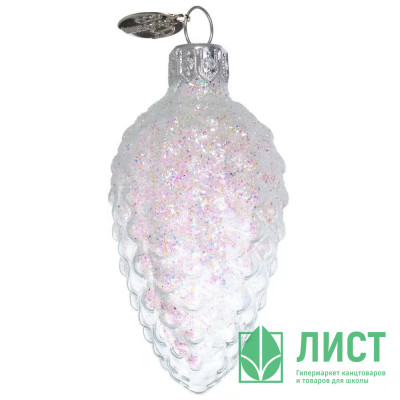 Украшение на ёлку стекло 08см &quot;Шишка в снегу&quot; прозрачная п/уп. арт.ФУ-2-90/П Украшение на ёлку стекло 08см "Шишка в снегу" прозрачная п/уп. арт.ФУ-2-90/П