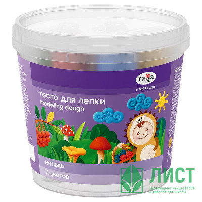 Тесто для лепки 7 цветов по 30 грамм Малыш (ГАММА) пластиковый стакан арт.281025_07 Тесто для лепки 7 цветов по 30 грамм Малыш (ГАММА) пластиковый стакан арт.281025_07