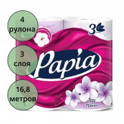 Бумага туалетная 3-сл втулка 4рул/уп 16,8м Балийский цветок Papia