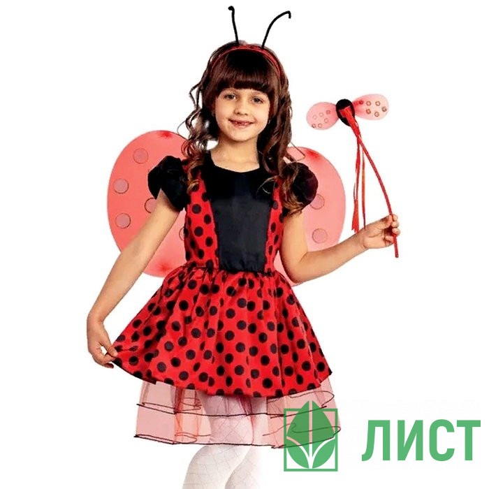 Украшение новогоднее Божья Коровка (платье,крылья,ободок,палочка) р.30(116) арт.8002-116-60