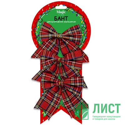 Украшение декоративное &quot;Бант&quot; 10*12см цв.красный в клетку арт.88489 Украшение декоративное "Бант" 10*12см цв.красный в клетку арт.88489