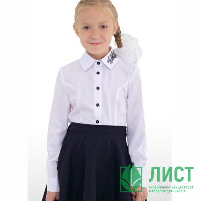 Блузка для девочки (Модники) длинный рукав цвет белый арт.247 размер 30 Блузка для девочки (Модники) длинный рукав цвет белый арт.247 размер 30