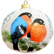 Шар стекло 10см "Два снегиря" п/у арт.КУ-100-1601