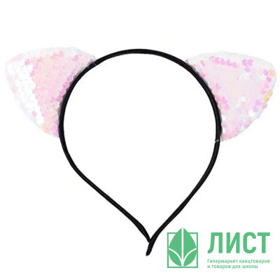 Ободок "Ушки кошки" пайетки цв.перламутр арт.1501-6930 Ободок "Ушки кошки" пайетки цв.перламутр арт.1501-6930