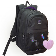 Рюкзак для девочек школьный (Stavia) Кошка с бабочкой черный 28х40х18 см арт.67274