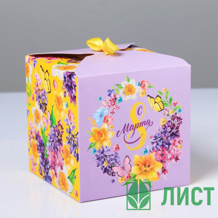 8МАРТА Коробка подароч. 12*12*12см С 8 Марта цветы арт.4512879