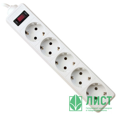 Сетевой фильтр  Defender ES 5,0 м (5 розеток) белый Сетевой фильтр  Defender ES 5,0 м (5 розеток) белый