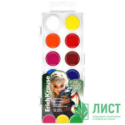 Акварель 12 цветов (ErichKrause) JMagic pet пластиковая коробка без кисти арт 61367 Акварель 12 цветов (ErichKrause) JMagic pet пластиковая коробка без кисти арт 61367