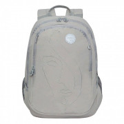 Рюкзак для девочек школьный (Grizzly) арт RD-240-2/4 серый 29х40х20см