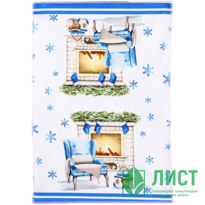 Полотенце кухонное микрофибра 40*57см "Winter -Камин"  200гр/м2 арт.916-2190 Полотенце кухонное микрофибра 40*57см "Winter -Камин"  200гр/м2 арт.916-2190