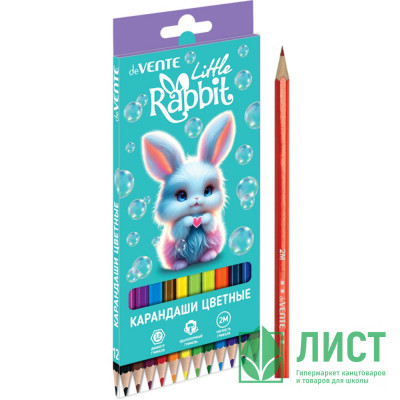 Карандаши цветные (deVENTE) Little Rabbit 12 цветов 2М 2,8 мм шестигранные арт.5022619 Карандаши цветные (deVENTE) Little Rabbit 12 цветов 2М 2,8 мм шестигранные арт.5022619