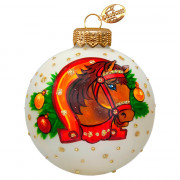 Шар стекло 08см (серия Символ года) "Лошадка в упряжке" п/у арт.КУ-80-254040