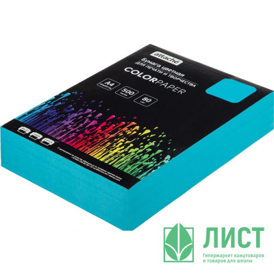 Бумага  цветная Attache  А4 500л. 80г/м2 интенсив голубой Бумага  цветная Attache  А4 500л. 80г/м2 интенсив голубой