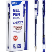 Ручка гелевая прозрачный корпус (Deli) EveryU синий, 0,5мм арт.EG65-BL (Ст.12)