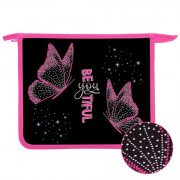 Папка школьная для тетрадей А5 на молнии (Оникс) Розовые бабочки арт.ПТ-73-12 дизайн с двух сторон