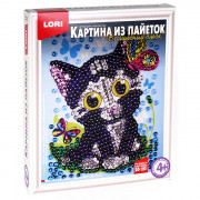 Поделка из пайеток Картина Мечтающий котенок (Lori) арт.Ап-013
