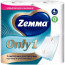 Бумага туалетная 4-сл втулка 4рул/уп 12,3м белая Zemma Only - 