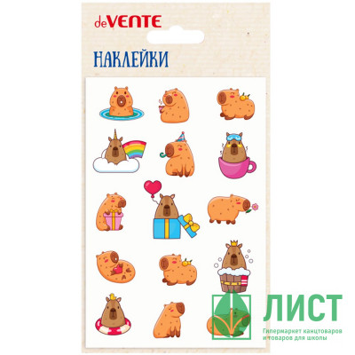 Наклейки (deVENTE) объемные мягкие многоразовые Капибара 10х15 см арт.8002453 Наклейки (deVENTE) объемные мягкие многоразовые Капибара 10х15 см арт.8002453