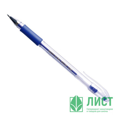 Ручка гелевая  прозрачный корпус  резиновый упор CROWN синий, конус, 0,5мм арт.HJR-500R (Ст.12) Ручка гелевая  прозрачный корпус  резиновый упор CROWN синий, конус, 0,5мм арт.HJR-500R (Ст.12)