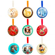 Шар-шкатулка металл 06,5см (серия Символ года) "Лошадка" с пожеланием внутри МИКС арт.95092