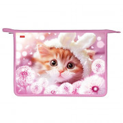 Папка школьная для тетрадей А4 на молнии 2 отделения (Hatber) Мяу-стори арт.AMt_07070