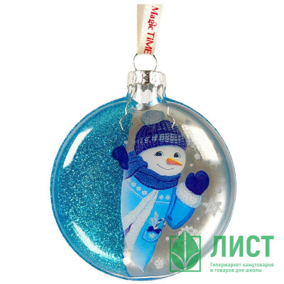 Шар стекло 02,5см &quot;Снеговик&quot; цв.голубой,синий арт.93340 Шар стекло 02,5см "Снеговик" цв.голубой,синий арт.93340