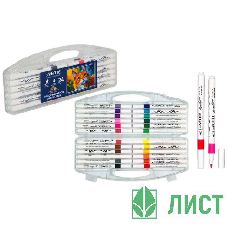 Маркеры акриловые deVENTE Классика и пастель (Classic&Pastel) 24 цвета пулевидный наконечник ширина линии 2 мм пластиковая упаковка арт 5044502