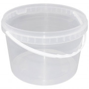 Ведро пищевое 3,25л с крышкой, с бел. ручкой круглое D=170мм цвет прозрачный