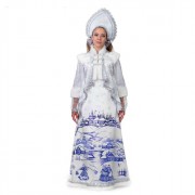 Костюм взрослый Снегурочка Лазурная (платье,кокошник) белая арт.175-44