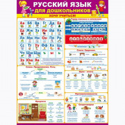 Плакат А2 Русский язык для дошкольниковнаклейки Хочу учиться! арт 64 791