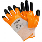 Перчатки "Для садовых работ.Пчелка", полиэстер, нитрил, 9(L) оранж+черный асс Fiberon арт.PR-NT101