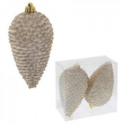 Фигурка на ёлку пластик 12см "Шишка" 02шт/наб. цв.шампань арт.722851