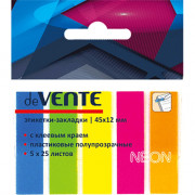 Закладка самоклеющая пластиковая 12*45мм 5цв*25л (deVENTE) неон арт.2011307