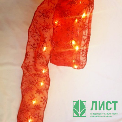 Гирлянда электрическая для дома лента 2*0,06м &quot;Снежинки&quot; цвет ленты красный цвет теплый белый (на батарейках) арт.185-0262 Гирлянда электрическая для дома лента 2*0,06м "Снежинки" цвет ленты красный цвет теплый белый (на батарейках) арт.185-0262