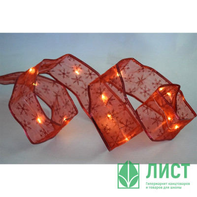 Гирлянда электрическая для дома лента 2*0,06м "Снежинки" цвет ленты красный цвет теплый белый (на батарейках) арт.185-0262 Гирлянда электрическая для дома лента 2*0,06м "Снежинки" цвет ленты красный цвет теплый белый (на батарейках) арт.185-0262
