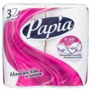 Бумага туалетная 3-слоя втулка 4 рулона в упаковке Papia