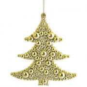 Украшение декор.подвеска пластик "Елочка" 09,5см цв.золото арт.81957