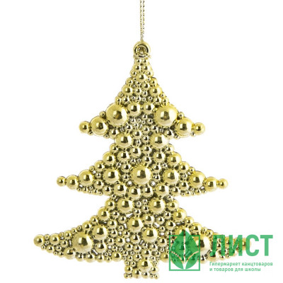 Украшение декор.подвеска пластик &quot;Елочка&quot; 09,5см цв.золото арт.81957 Украшение декор.подвеска пластик "Елочка" 09,5см цв.золото арт.81957