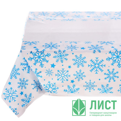 Скатерть ПВХ 108*180см &quot;Падал снег&quot; цв.голубой арт.130-887 Скатерть ПВХ 108*180см "Падал снег" цв.голубой арт.130-887